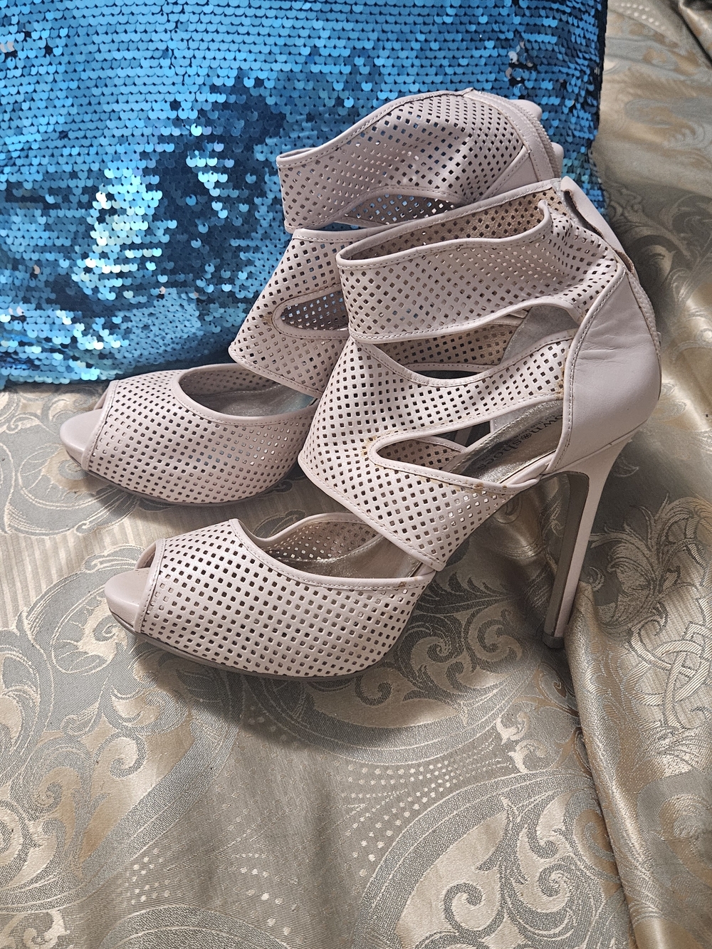 Hush Puppies Blush Perforated Cutout Peep-Toe Stiletto Heels